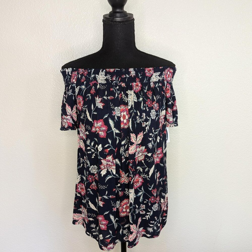 Old Navy Floral Print Off The Shoulder Crinkle Crepe Women's Blouse New With Tag
